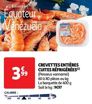 Promotions Crevettes entières cuites réfrigérées - Produit Maison - Auchan Ronq - Valide de 26/03/2024 à 31/03/2024 chez Auchan Ronq
