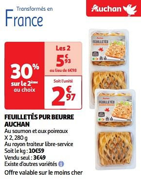 Promoties Feuilletés pur beurre auchan - Huismerk - Auchan - Geldig van 26/03/2024 tot 31/03/2024 bij Auchan
