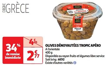 Promotions Olives dénoyautées tropic apéro - Tropic Apéro - Valide de 26/03/2024 à 31/03/2024 chez Auchan Ronq