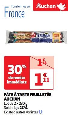 Promoties Pâte à tarte feuilletée auchan - Huismerk - Auchan - Geldig van 26/03/2024 tot 31/03/2024 bij Auchan