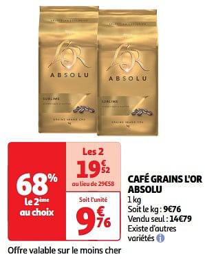 Promoties Café grains l`or absolu - Douwe Egberts - Geldig van 26/03/2024 tot 31/03/2024 bij Auchan