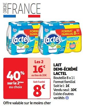 Promoties Lait demi-écrémé lactel - Lactel - Geldig van 26/03/2024 tot 31/03/2024 bij Auchan