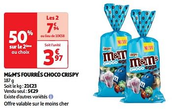 Promoties M+m`s fourrés choco crispy - M&M 's - Geldig van 26/03/2024 tot 31/03/2024 bij Auchan