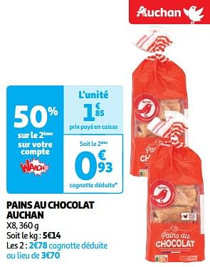 Promoties Pains au chocolat auchan - Huismerk - Auchan - Geldig van 26/03/2024 tot 31/03/2024 bij Auchan