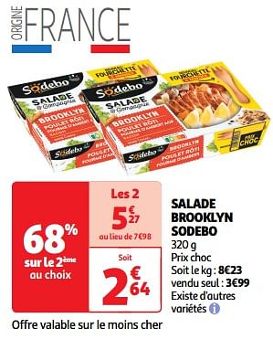 Promoties Salade brooklyn sodebo - Sodebo - Geldig van 26/03/2024 tot 31/03/2024 bij Auchan