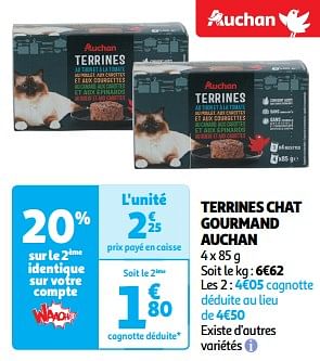 Promoties Terrines chat gourmand auchan - Huismerk - Auchan - Geldig van 26/03/2024 tot 31/03/2024 bij Auchan