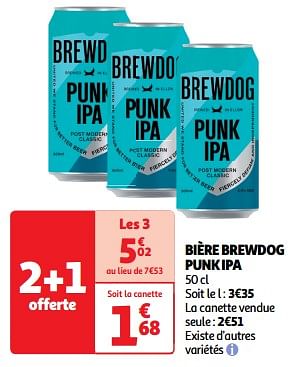 Promotions Bière brewdog punk ipa - Brewdog - Valide de 26/03/2024 à 31/03/2024 chez Auchan Ronq