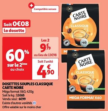 Promotions Dosettes souples classique carte noire - CarteNoire - Valide de 26/03/2024 à 31/03/2024 chez Auchan Ronq