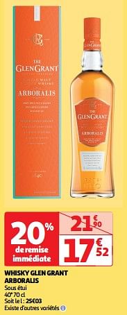 Promoties Whisky glen grant arboralis - Glengrant - Geldig van 26/03/2024 tot 31/03/2024 bij Auchan