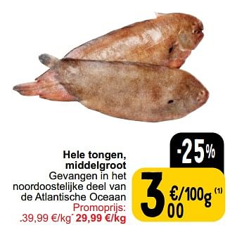 Promoties Hele tongen middelgroot - Huismerk - Cora - Geldig van 26/03/2024 tot 30/03/2024 bij Cora
