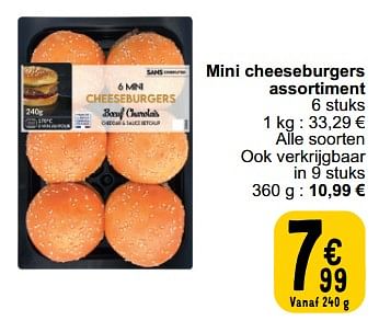 Promotions Mini cheeseburgers assortiment - Produit maison - Cora - Valide de 26/03/2024 à 30/03/2024 chez Cora