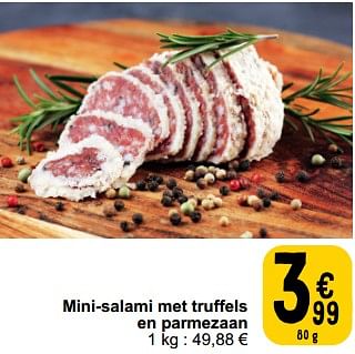 Promoties Mini salami met truffels en parmezaan - Huismerk - Cora - Geldig van 26/03/2024 tot 30/03/2024 bij Cora