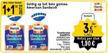 Promoties Toastbrood harrys american sandwich natuur - Harry's - Geldig van 26/03/2024 tot 30/03/2024 bij Cora