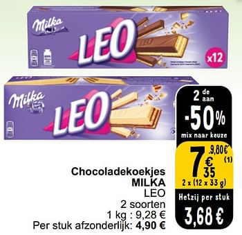 Promotions Chocoladekoekjes milka leo - Milka - Valide de 26/03/2024 à 30/03/2024 chez Cora