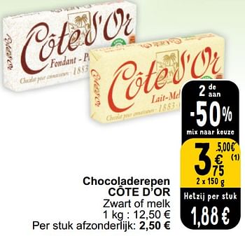 Promotions Chocoladerepen côte d`or - Cote D'Or - Valide de 26/03/2024 à 30/03/2024 chez Cora