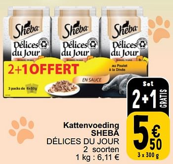 Promoties Kattenvoeding sheba délices du jour - Sheba - Geldig van 26/03/2024 tot 30/03/2024 bij Cora