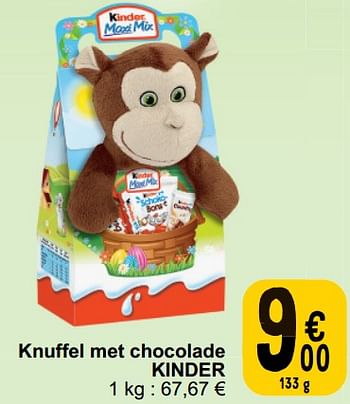 Promotions Knuffel met chocolade kinder - Kinder - Valide de 26/03/2024 à 30/03/2024 chez Cora