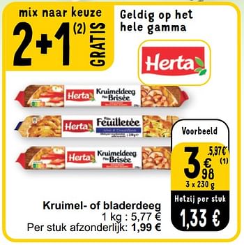 Promoties Kruimel of bladerdeeg - Herta - Geldig van 26/03/2024 tot 30/03/2024 bij Cora