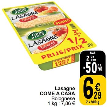 Promoties Lasagne come a casa bolognese - Come a Casa - Geldig van 26/03/2024 tot 30/03/2024 bij Cora