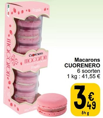 Promotions Macarons cuorenero - cuorenero - Valide de 26/03/2024 à 30/03/2024 chez Cora