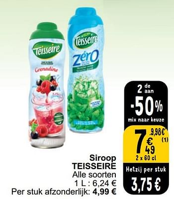 Promoties Siroop teisseire - Teisseire - Geldig van 26/03/2024 tot 30/03/2024 bij Cora