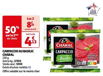 Promoties Carpaccio au basilic charal - Charal - Geldig van 26/03/2024 tot 01/04/2024 bij Auchan