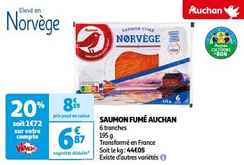 Promotions Saumon fumé auchan - Produit Maison - Auchan Ronq - Valide de 26/03/2024 à 01/04/2024 chez Auchan Ronq