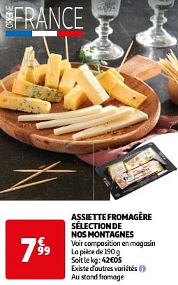 Promotions Assiette fromagère sélection de nos montagnes - Produit Maison - Auchan Ronq - Valide de 26/03/2024 à 01/04/2024 chez Auchan Ronq