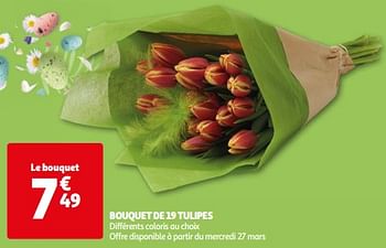 Promotions Bouquet de 19 tulipes - Produit Maison - Auchan Ronq - Valide de 26/03/2024 à 01/04/2024 chez Auchan Ronq