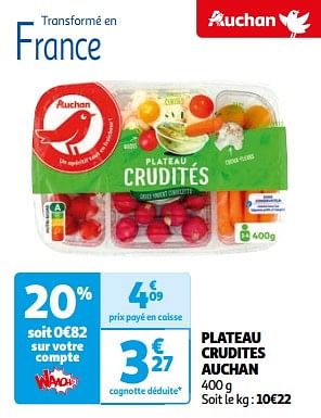 Promotions Plateau crudites auchan - Produit Maison - Auchan Ronq - Valide de 26/03/2024 à 01/04/2024 chez Auchan Ronq