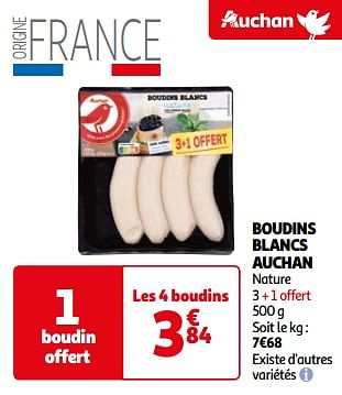 Promotions Boudins blancs auchan - Produit Maison - Auchan Ronq - Valide de 26/03/2024 à 01/04/2024 chez Auchan Ronq