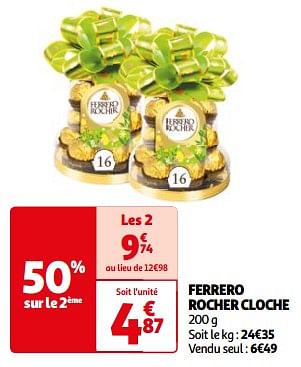Promotions Ferrero rocher cloche - Ferrero - Valide de 26/03/2024 à 01/04/2024 chez Auchan Ronq