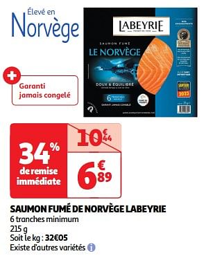 Promotions Saumon fumé de norvège labeyrie - Labeyrie - Valide de 26/03/2024 à 31/03/2024 chez Auchan Ronq