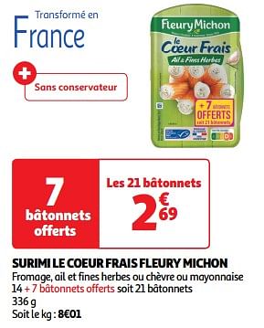 Promoties Surimi le coeur frais fleury michon - Fleury Michon - Geldig van 26/03/2024 tot 31/03/2024 bij Auchan