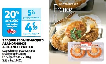 Promoties 2 coquilles saint-jacques à la normande auchan le traiteur - Huismerk - Auchan - Geldig van 26/03/2024 tot 31/03/2024 bij Auchan