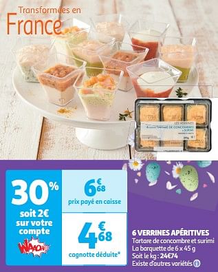 Promotions 6 verrines apéritives - Produit Maison - Auchan Ronq - Valide de 26/03/2024 à 31/03/2024 chez Auchan Ronq