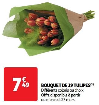 Promotions Bouquet de 19 tulipes - Produit Maison - Auchan Ronq - Valide de 26/03/2024 à 31/03/2024 chez Auchan Ronq