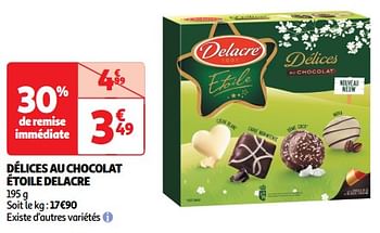 Promoties Délices au chocolat étoile delacre - Delacre - Geldig van 26/03/2024 tot 31/03/2024 bij Auchan