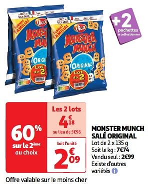 Promoties Monster munch salé original - Vico - Geldig van 26/03/2024 tot 31/03/2024 bij Auchan