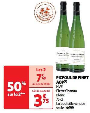 Promotions Picpoul de pinet aop hve pierre chanau blanc - Vins blancs - Valide de 26/03/2024 à 31/03/2024 chez Auchan Ronq
