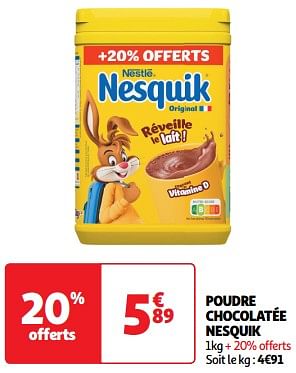 Promoties Poudre chocolatée nesquik - Nestlé - Geldig van 26/03/2024 tot 31/03/2024 bij Auchan