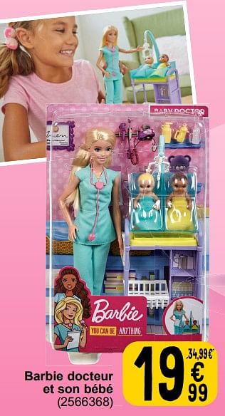 Promoties Barbie docteur et son bébé - Mattel - Geldig van 19/03/2024 tot 08/04/2024 bij Cora