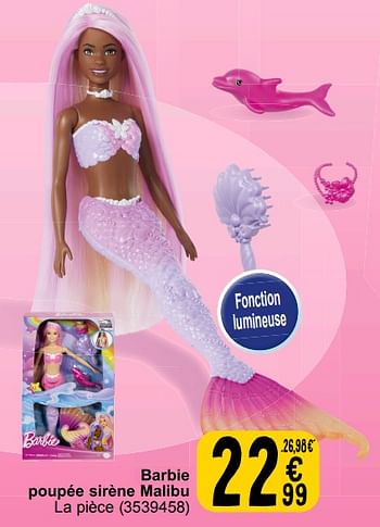 Promotions Barbie poupée sirène malibu - Mattel - Valide de 19/03/2024 à 08/04/2024 chez Cora