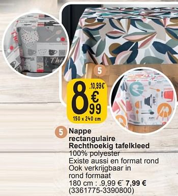 Promoties Nappe rectangulaire rechthoekig tafelkleed - Huismerk - Cora - Geldig van 19/03/2024 tot 30/03/2024 bij Cora