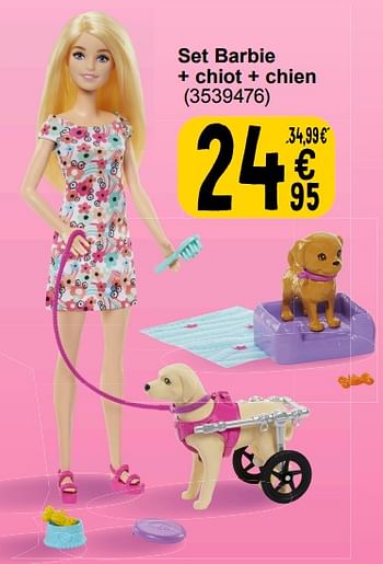 Promotions Set barbie + chiot + chien - Mattel - Valide de 19/03/2024 à 08/04/2024 chez Cora