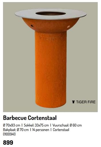 Promotions Barbecue cortenstaal - Tiger Fire - Valide de 17/02/2024 à 31/08/2024 chez Oh'Green