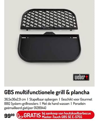 Promoties Gbs multifunctionele grill + plancha - Weber - Geldig van 17/02/2024 tot 31/08/2024 bij Oh'Green