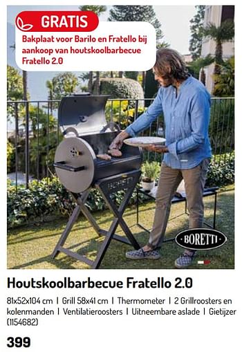 Promoties Houtskoolbarbecue fratello 2.0 - Boretti - Geldig van 17/02/2024 tot 31/08/2024 bij Oh'Green
