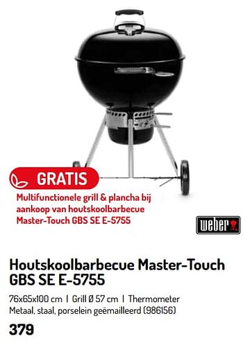 Promotions Houtskoolbarbecue master-touch gbs se e-5755 - Weber - Valide de 17/02/2024 à 31/08/2024 chez Oh'Green