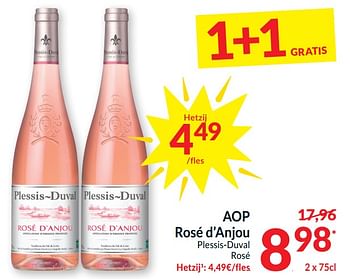 Promotions Aop rosé d`anjou plessis-duval rosé - Vins rosé - Valide de 26/03/2024 à 01/04/2024 chez Intermarche